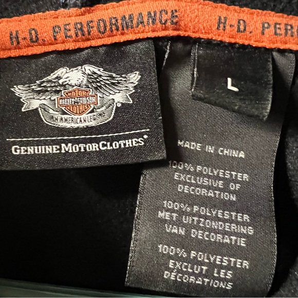 Harley Davidson Full Zip Black/Blue Long Sleeve Hoodie Size L - Picture 4 of 5